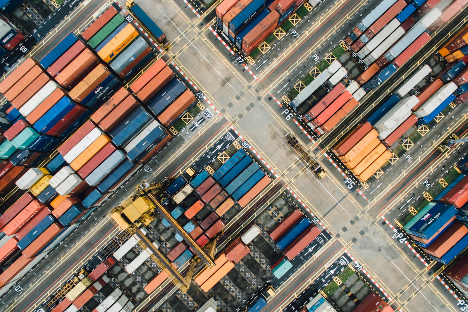 Container terminal viewed from above